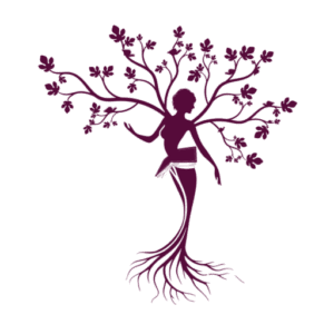 Logo Higuera Madre. Higuera con forma de mujer y libro como falda